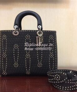 Replica Dior Large "Lady Dior" supple bag in black calfskin leather Replica Dior Large "Lady Dior" supple bag in black calfskin leather