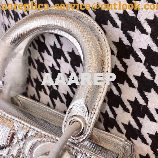 Replica My Lady Dior Bag in Silver Grained Leather with Customisable S 7
