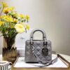 Replica My Lady Dior Bag in Silver Grained Leather with Customisable S 13