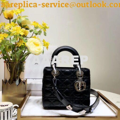 Replica My Lady Dior Bag Lambskin with Customisable Shoulder Strap Bla