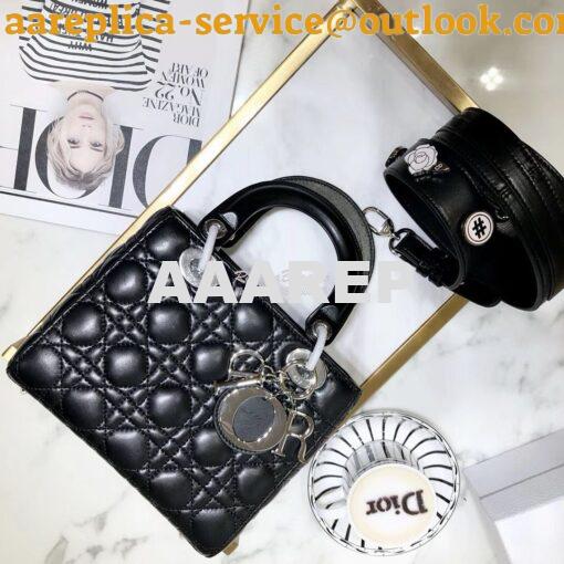 Replica My Lady Dior Bag Lambskin with Customisable Shoulder Strap Bla 2