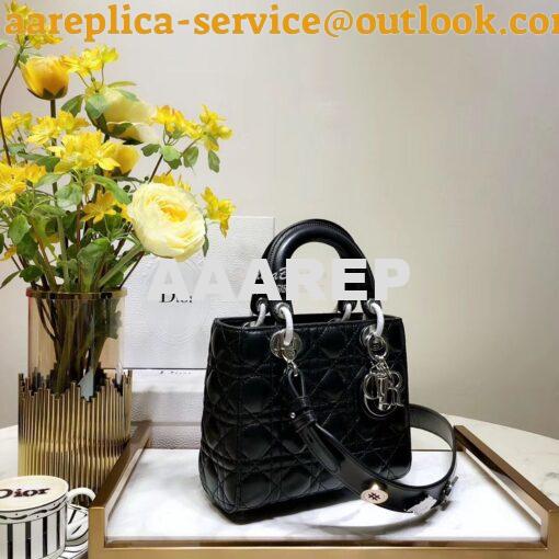 Replica My Lady Dior Bag Lambskin with Customisable Shoulder Strap Bla 3