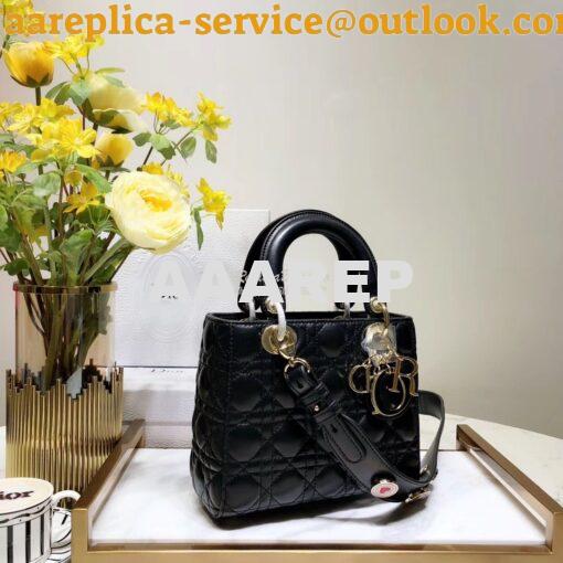 Replica My Lady Dior Bag Lambskin with Customisable Shoulder Strap Bla 8