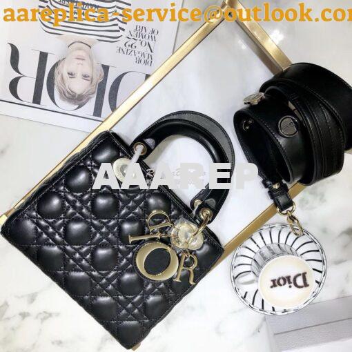 Replica My Lady Dior Bag Lambskin with Customisable Shoulder Strap Bla 9