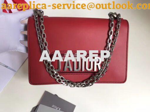 Replica Dior J'ADIOR Flap Bag With Silver Chain in Calfskin Red 6