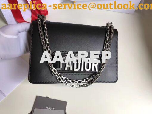 Replica Dior J'ADIOR Flap Bag With Silver Chain in Calfskin Black 2