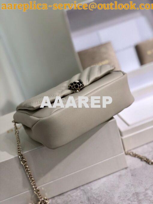 Replica Bvlgari Serpenti Cabochon Micro Shoulder Bag 288755 White 9