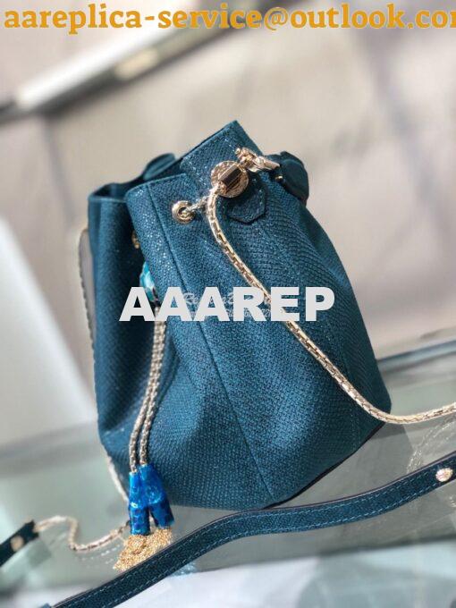 Replica Bvlgari Serpenti Forever Bucket Bag in Deep Jade Metallic Karu 3
