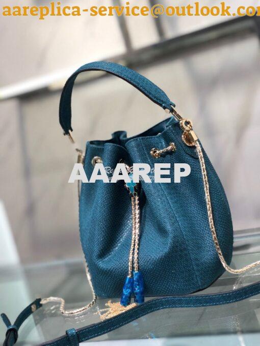 Replica Bvlgari Serpenti Forever Bucket Bag in Deep Jade Metallic Karu 4