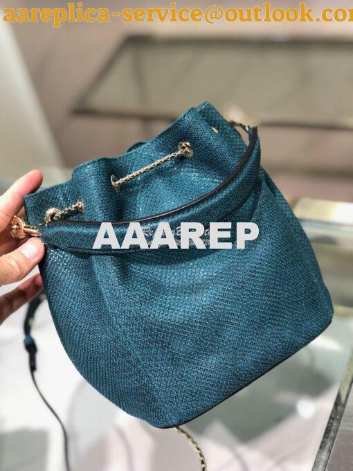 Replica Bvlgari Serpenti Forever Bucket Bag in Deep Jade Metallic Karu 5