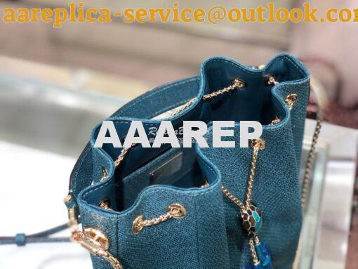 Replica Bvlgari Serpenti Forever Bucket Bag in Deep Jade Metallic Karu 6