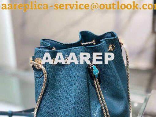 Replica Bvlgari Serpenti Forever Bucket Bag in Deep Jade Metallic Karu 7