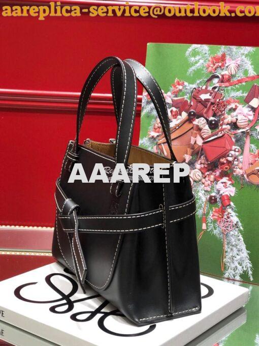 Replica Loewe Gate Top Handle Mini Bag 66042 in Natural Calfskin Black 2