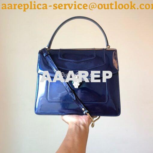 Replica Bvlgari Serpenti Forever Flap Cover Bag in Metallic Cobalt Blu