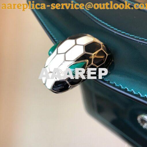 Replica Bvlgari Serpenti Forever Flap Cover Bag in Metallic Green with 8
