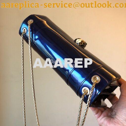 Replica Bvlgari Serpenti Forever Flap Cover Bag in Metallic Cobalt Blu 5