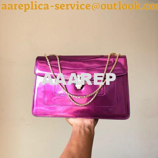 Replica Bvlgari Serpenti Forever Flap Cover Bag in Metallic Purple 397