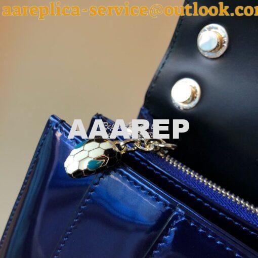 Replica Bvlgari Serpenti Forever Flap Cover Bag in Metallic Cobalt Blu 10
