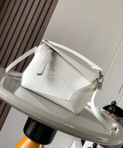 Replica Loewe Mini Puzzle bag in soft grained calfskin A510P88 White