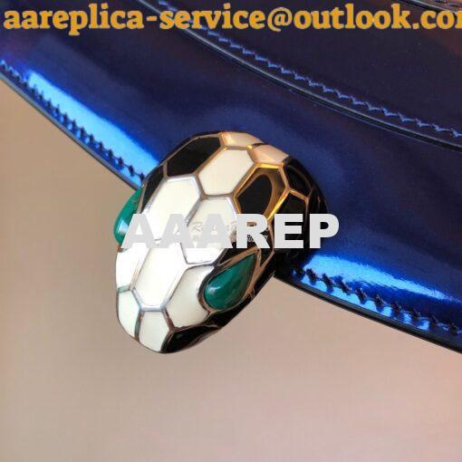 Replica Bvlgari Serpenti Forever Flap Cover Bag in Metallic Cobalt Blu 13