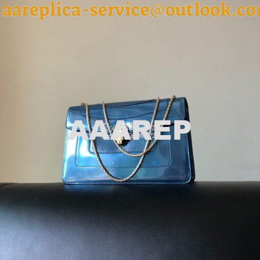 Replica Bvlgari Serpenti Forever Flap Cover Bag in Metallic Blue 39793
