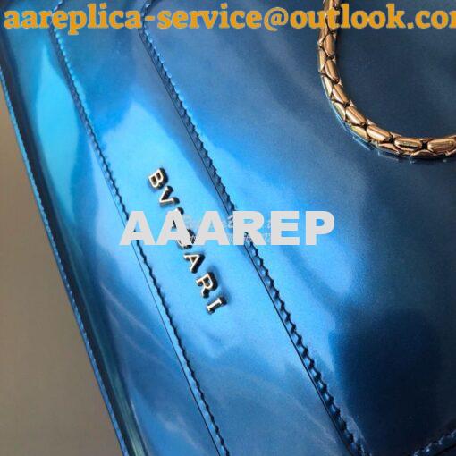 Replica Bvlgari Serpenti Forever Flap Cover Bag in Metallic Blue 39793 8