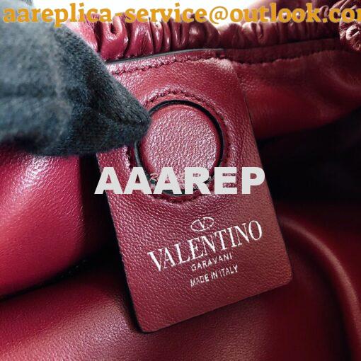 Replica Valentino Small Nappa Spikeme Hobo Bag VW2B0H82 Claret Red 9