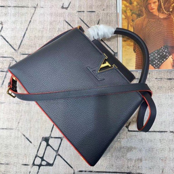 Louis Vuitton Black Taurillon Leather Capucines PM Bag