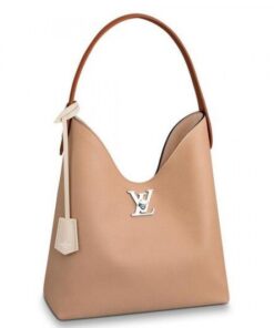 Replica Louis Vuitton Beige Lockme Hobo Shoulder Bag M44330 BLV739