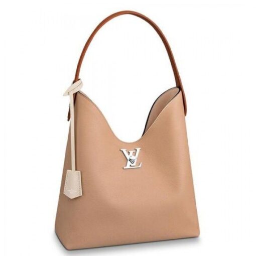 Replica Louis Vuitton Beige Lockme Hobo Shoulder Bag M44330 BLV739