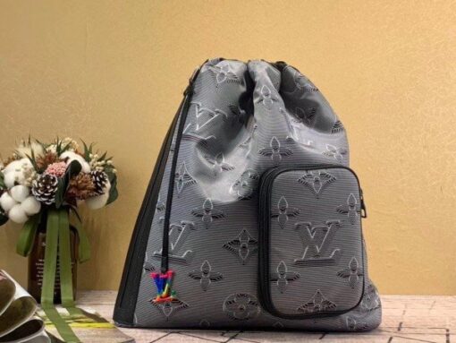Replica Louis Vuitton Drawstring Backpack Monogram Gray-black M44940 BLV885 2
