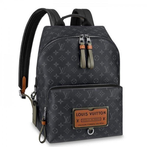 Louis Vuitton Discovery Monogram Canvas A4 Leather Logo Backpacks