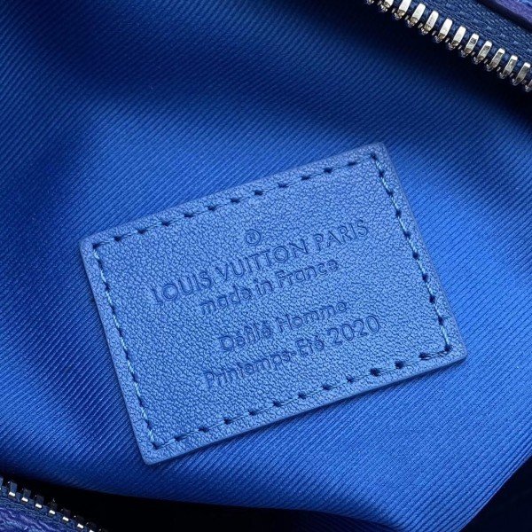 Louis Vuitton Virgil Abloh Blue Monogram Clouds Coated Canvas Soft Trunk Wallet Silver Hardware, 2020 (Like New), Handbag