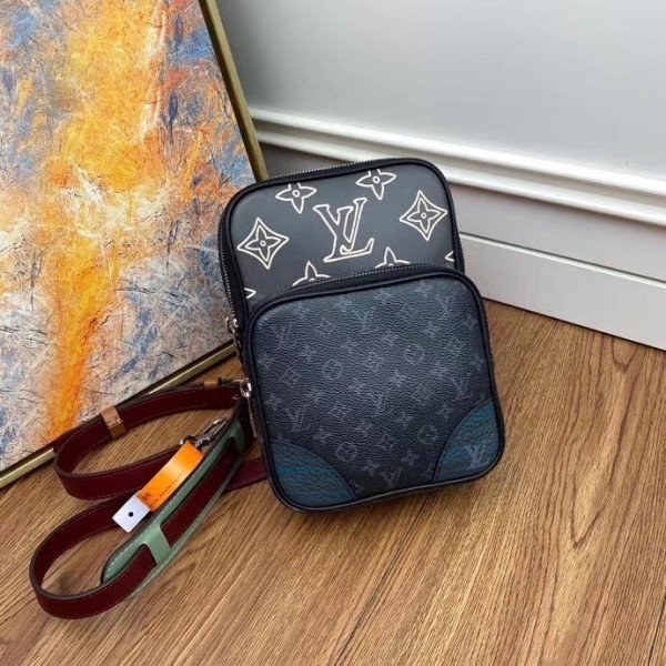 Louis Vuitton Avenue Sling Patchwork Monogram Eclipse Crossbody Bag Grey
