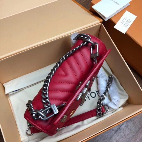 Louis Vuitton Red Quilted Leather New Wave Love Lock Chain PM Bag
