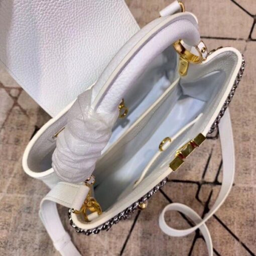 Replica Louis Vuitton White Capucines PM Bag With Chain M53245 BLV822 10