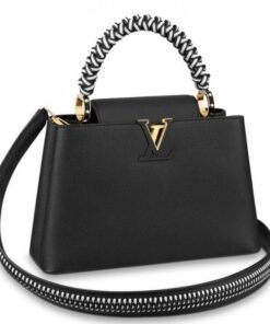 Replica Louis Vuitton Black Capucines PM Bag With Braided Handle M55083 BLV829