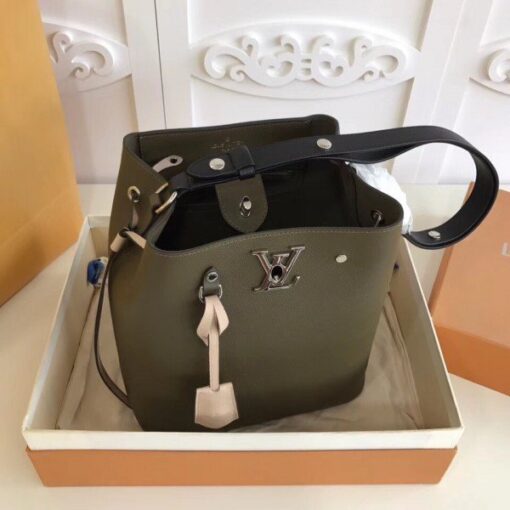 Replica Louis Vuitton Khaki Lockme Bucket Bag M55439 BLV796 6