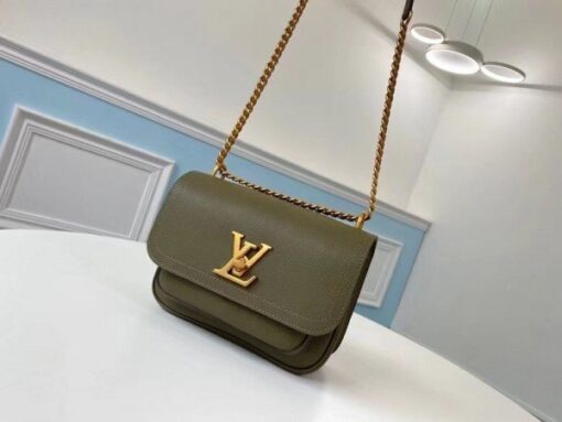 Replica Louis Vuitton Lockme Chain PM Bag In Green Leather M57067 BLV685 2