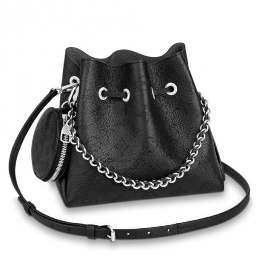 Replica Louis Vuitton Bella Bag In Black Mahina Leather M57070 BLV244