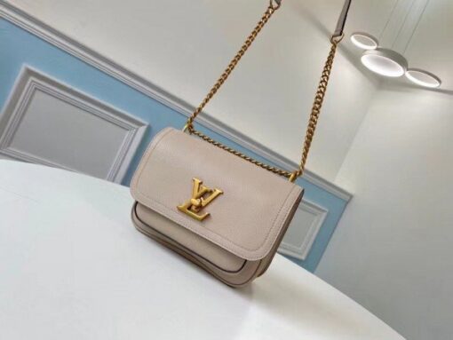 Replica Louis Vuitton Lockme Chain PM Bag In Griege Leather M57072 BLV683 2