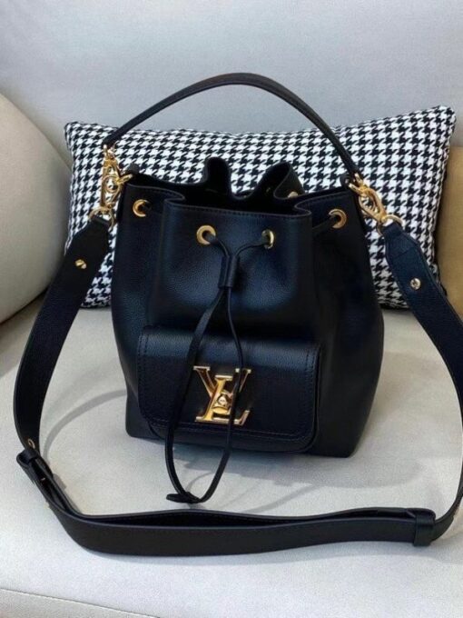 Replica Louis Vuitton Black Lockme Bucket Bag M57687 BLV718 2