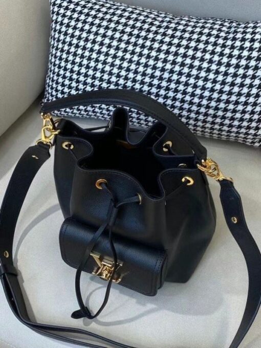Replica Louis Vuitton Black Lockme Bucket Bag M57687 BLV718 3