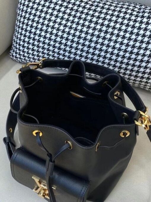 Replica Louis Vuitton Black Lockme Bucket Bag M57687 BLV718 9