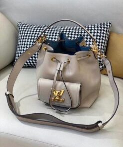Replica Louis Vuitton Grey Lockme Bucket Bag M57688 BLV719 2