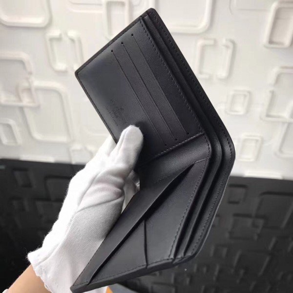 Louis Vuitton Wallet Multiple Taurillon Black in Embossed
