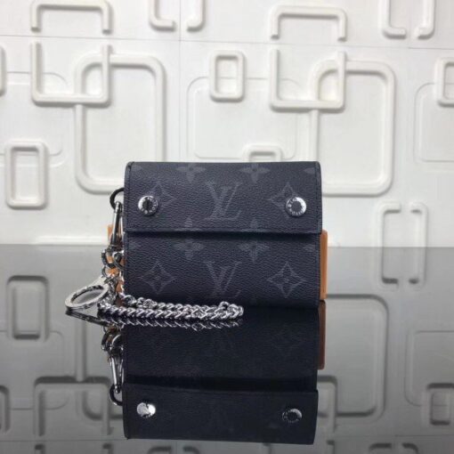 Replica Louis Vuitton Rivets Chain Wallet Monogram Eclipse M63510 BLV1103 2