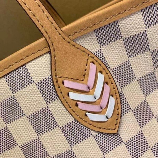 Replica Louis Vuitton Damier Azur Neverfull MM Bag With Braided Strap  N50047 BLV043 for Sale