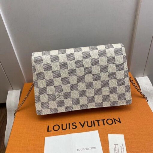 Replica Louis Vuitton Croisette Chain Wallet Damier Azur N60358 BLV047 7