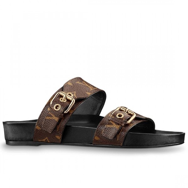 Louis Vuitton - Authenticated Bom Dia Sandal - Leather Black for Women, Never Worn, with Tag